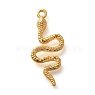 Brass Pendants, Snake Charms, Real 18K Gold Plated, 24x10.5x2mm, Hole: 1.4mm(KK-K294-13G)