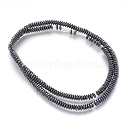 Non-magnetic Synthetic Hematite Beads Strands, Heishi Beads, Flat Round/Disc, Original Color, 4x1~1.5mm, Hole: 1mm, about 258~261pcs/strand, 15.7 inch(40cm)(X-G-I208-03-A-4x1mm)