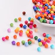 Solid Chunky Acrylic Ball Beads, Round, Mixed Color, 4mm, Hole: 1mm, about 14800pcs/500g(SACR-R812-4mm-M)
