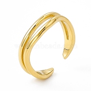 Ion Plating(IP) 304 Stainless Steel Cuff Ring for Women, Double Layer Open Rings, Real 14K Gold Plated, 4.5~5.5mm, Inner Diameter: US Size 6 3/4(17.1mm)(RJEW-C060-37G)