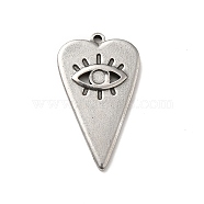 304 Stainless Steel Pendant Cabochon Settings, Heart with Evil Eye, Stainless Steel Color, Tray: 2.5mm, 27x16x2mm, Hole: 1.5mm(STAS-I694-14P)