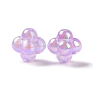 UV Plating Rainbow Iridescent Acrylic Beads, with Glitter Powder, Cross, Medium Purple, 17.5x18.5x15.5mm, Hole: 3mm(OACR-C010-13A)