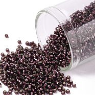 TOHO Round Seed Beads, Japanese Seed Beads, (26CF) Silver Lined Frost Amethyst, 15/0, 1.5mm, Hole: 0.7mm, about 3000pcs/bottle, 10g/bottle(SEED-JPTR15-0026CF)