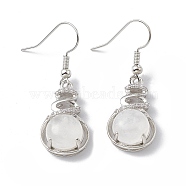 Natural Quartz Crystal Gourd Dangle Earrings with Crystal Rhinestone, Platinum Brass Jewelry for Women, 39mm, Pin: 0.6mm(EJEW-A092-04P-22)