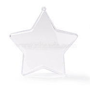 Openable Transparent Plastic Pendants, Fillable Plastic Bauble Christmas Ornament, Star, Clear, 126x119x47mm, Hole: 2mm, Inner Diameter: 98x113mm.(FIND-H029-01B)