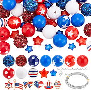 Elite Independence Day Theme DIY Alloy Bracelet Making Kit, Mixed Color, 19~20mm, Hole: 3mm(DIY-PH0022-54)