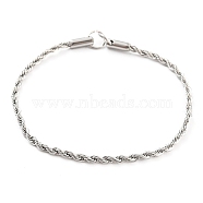 304 Stainless Steel Twisted Bracelet Makings, with Jump Ring, Fits for Connector Charms, Stainless Steel Color, 6-1/8 inch(15.5cm), Hole: 4.5mm(STAS-P333-20P)