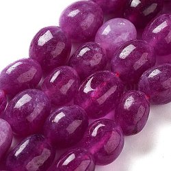 Natural Malaysia Jade Beads Strands, Oval, Dyed, Fuchsia, 11~13x9~10x8.5~10mm, Hole: 1mm, about 16pcs/strand, 7.28~7.48 inch(18.5~19cm)(G-P528-N12-01)