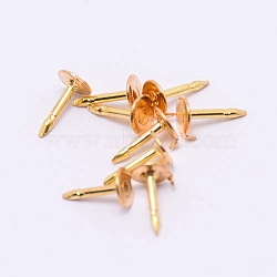 Environment-friendly Brass Head Barb Pins, Flat Round, Golden, 7.5x4.5mm, Pin: 1.2mm(KK-WH0034-51G)