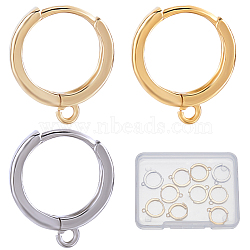 6 Pairs 3 Colors Rack Plating Brass Hoop Earring Findings, with Horizontal Loops, Long-Lasting Plated, Cadmium Free & Lead Free, Mixed Color, 15.5x13.5x2mm, Hole: 1.5mm, Pin: 0.8mm, 2 Pair/color(KK-CN0002-45)