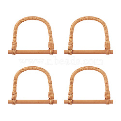 Rattan Bag Handle, D-shape, Bag Replacement Accessories, Sandy Brown, 11.5x14.5x1.9cm, Inner Diameter: 9.4x9.5cm(GN-TAC0003-11)