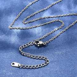 Tarnish Resistant 304 Stainless Steel Necklaces, Cable Chain Necklaces, Stainless Steel Color, 17.32 inch(44cm)(NJEW-E080-10P)