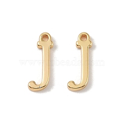 Brass Pendants, Real 18K Gold Plated, Letter J, 10x3.2x1.3mm, Hole: 0.8mm(KK-R164-01J-G)