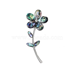 Abalone Shell Flower of Life Brooch, Anti-slip Scarf Buckle Clothing Accessories, Silver, 59x24mm(PW-WG0AE00-01)