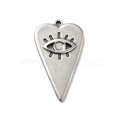 304 Stainless Steel Pendant Cabochon Settings, Heart with Evil Eye, Stainless Steel Color, Tray: 2.5mm, 27x16x2mm, Hole: 1.5mm(STAS-I694-14P)