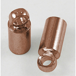 Brass Cord Ends, End Caps, Nickel Free, Red Copper, 8x2.8mm, Hole: 1.5mm, 2mm inner diameter(KK-H731-R-NF)