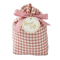 Cloth Tartan Gift Candy Drawstring Bags, Wedding Candy Storage Pouches, Pink, 18x13cm(ST-CJ0003-01A)