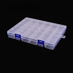 Polypropylene(PP) Bead Storage Container, 30 Compartment Organizer Boxes, with 5Pcs Adjustable Dividers, Rectangle, Clear, 21.7x16.8x2.8cm, Hole: 8mm(X-CON-S043-033)