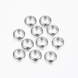 304 Stainless Steel Spacer Beads, Ring, Stainless Steel Color, 6x2mm, Hole: 4mm(STAS-H376-40)
