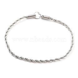 Tarnish Resistant 304 Stainless Steel Twisted Bracelet Makings, with Jump Ring, Fits for Connector Charms, Stainless Steel Color, 6-1/8 inch(15.5cm), Hole: 4.5mm(STAS-P333-20P)