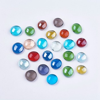 Transparent Glass Cabochons, Half Round, Mixed Color, 17~20x8~9mm