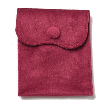 Velvet Jewelry Pouches, Jewelry Gift Bags with Snap Button, for Ring Necklace Earring Bracelet Storage, Rectangle, FireBrick, 9.9x7.9x0.2cm
