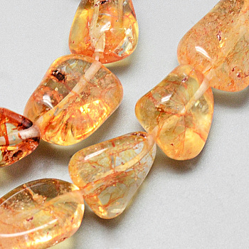 Natural Citrine Beads Strands, Dyed & Heated, Nuggets, 10~30x10~20x5~12mm, Hole: 1mm, about 21pcs/strand, 15.7 inch