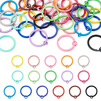 Pandahall 32Pcs 16 Colors Spray Painted Iron Split Key Rings, Keychain Clasp Findings, Lead Free & Nickel Free, Mixed Color, 30x2mm, Inner Diameter: 24mm, 2pcs/color