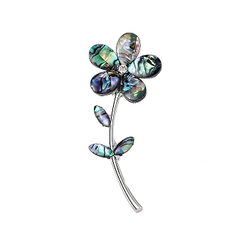 Abalone Shell Flower of Life Brooch, Anti-slip Scarf Buckle Clothing Accessories, Silver, 59x24mm