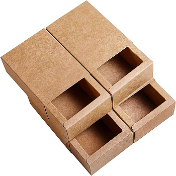 Kraft Paper Folding Box, Drawer Box, Rectangle, BurlyWood, 11.2x8.2x4.2cm, 20pcs/set