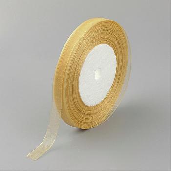 Sheer Organza Ribbon, DIY Material for Ribbon, Goldenrod, 1/2 inch(12mm), 500yards(457.2m)