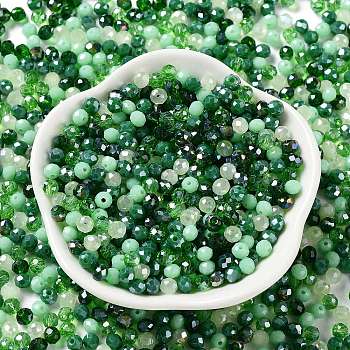 Glass Beads, Faceted, Rondelle, Lime Green, 4x3mm, Hole: 0.4mm, about 6800pcs/500g