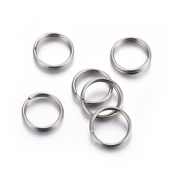 Tarnish Resistant 304 Stainless Steel Split Rings, Double Loops Jump Rings, Stainless Steel Color, 10x1.4mm, Inner Diameter: 8.5mm, Single Wire: 0.7mm