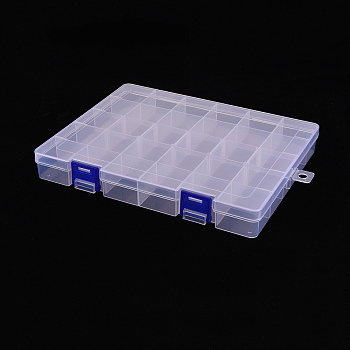Polypropylene(PP) Bead Storage Container, 30 Compartment Organizer Boxes, with 5Pcs Adjustable Dividers, Rectangle, Clear, 21.7x16.8x2.8cm, Hole: 8mm