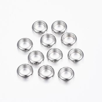 304 Stainless Steel Spacer Beads, Ring, Stainless Steel Color, 6x2mm, Hole: 4mm