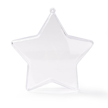 Openable Transparent Plastic Pendants, Fillable Plastic Bauble Christmas Ornament, Star, Clear, 126x119x47mm, Hole: 2mm, Inner Diameter: 98x113mm.