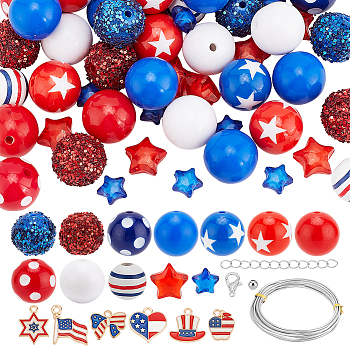 Elite Independence Day Theme DIY Alloy Bracelet Making Kit, Mixed Color, 19~20mm, Hole: 3mm