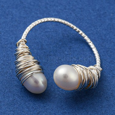 Natural Pearl Cuff Ring(RJEW-H220-15S)-2