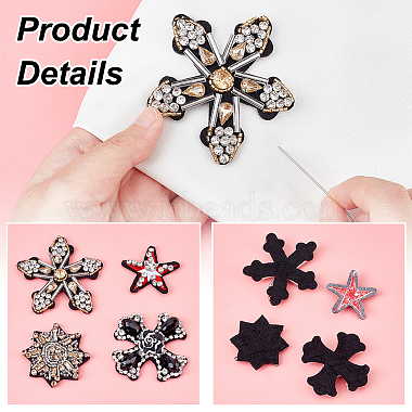 8Pcs 4 Style Snowflake & Cross & Star Shape Handicraft Rhinestone Appliques(PATC-HY0001-17)-3