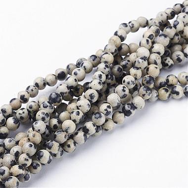 4mm PaleGoldenrod Round Dalmatian Jasper Beads