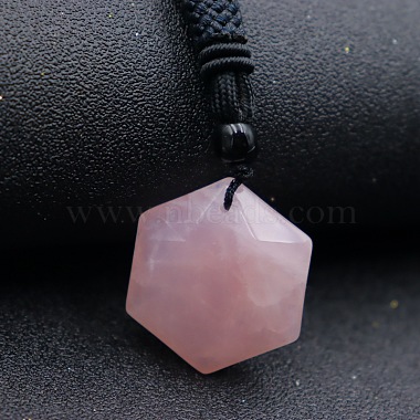 Hexagon Rose Quartz Necklaces