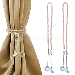 2Pcs Glass Bead Curtain Tiebacks Clips, Window Curtain Holdbacks, with Alloy Toggle Clasps, Pink, 420mm(HJEW-FH00176)