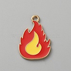 Firefighting Theme Alloy Enamel Pendants, Light Gold, Flame, 24.5x16.5x1.5mm, Hole: 2mm(ENAM-CJC0021-27KCG-06)