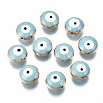 Alloy Enamel Beads, Evil Eye, Light Sky Blue, 10x5mm, Hole: 1mm(ENAM-WH0047-14I-10mm)