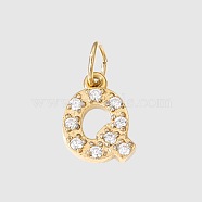 Stainless Steel Cubic Zirconia Pendants with Jump Rings, Real 14K Gold Plated, Long-Lasting Plated, Letter Q, 8mm(FIND-PW0024-08Q)