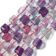 Natural Fluorite Beads Strands, Faceted Table Cut Cube, with Seed Beads, 4.5x4.5x4.5mm, Hole: 1.2mm, about 58pcs/strand, 14.92''(37.9cm)(G-H096-A01-01)