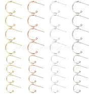 PandaHall Elite 32Pcs 4 Colors 304 Stainless Steel Stud Earring Findings, Mixed Color, 12.5~17x18.5~22x1.5~2.5mm, Pin: 0.8~1mm(STAS-PH0001-46)