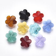 Transparent Glass Beads, Faceted, Flower, Mixed Color, 10x10x6.5mm, Hole: 1mm(X-GLAA-Q078-03B)