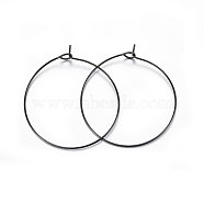 304 Stainless Steel Hoop Earring Settings, Ring, Electrophoresis Black, 35x4mm, Pin: 0.7mm(X-STAS-H467-01B-35MM)