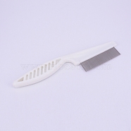 Plastic Flea Combs, Pet Hair Comb Dog Grooming Tool, Tear Stain Remover for Cats Dogs, White, 185x46x13mm, Hole: 11x5mm(MRMJ-WH0062-03B)